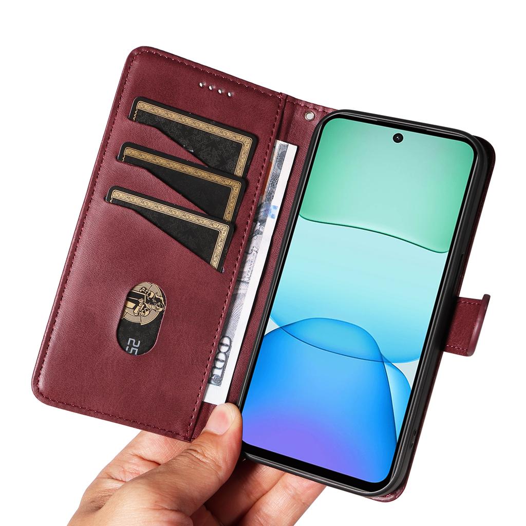 For Xiaomi Redmi 13 5G/13 4G Anti-Scratch Phone Case Imprinted Line PU Leather Cover Wallet with Wrist Strap