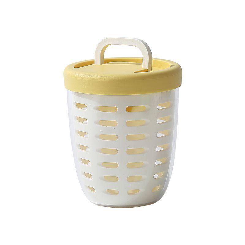 Ins Style Fruit Cup Breakfast Salad Cup with Fork Double Draining Cups 450ml жёлтый