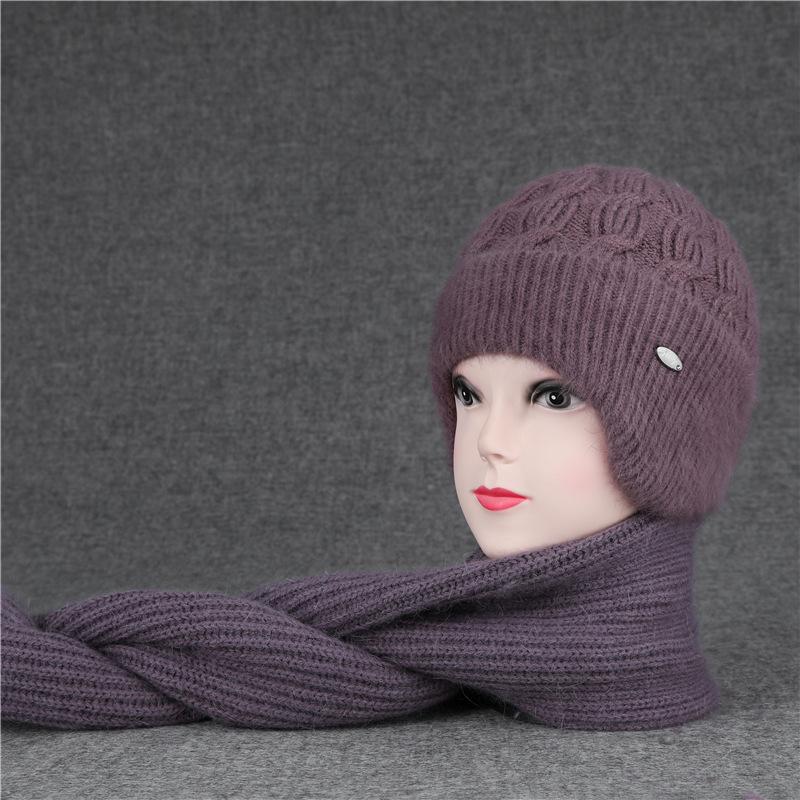 Women's winter hats for the elderly with thick fleece and warm ear protection rabbit wool hats for cold-proof cotton hats