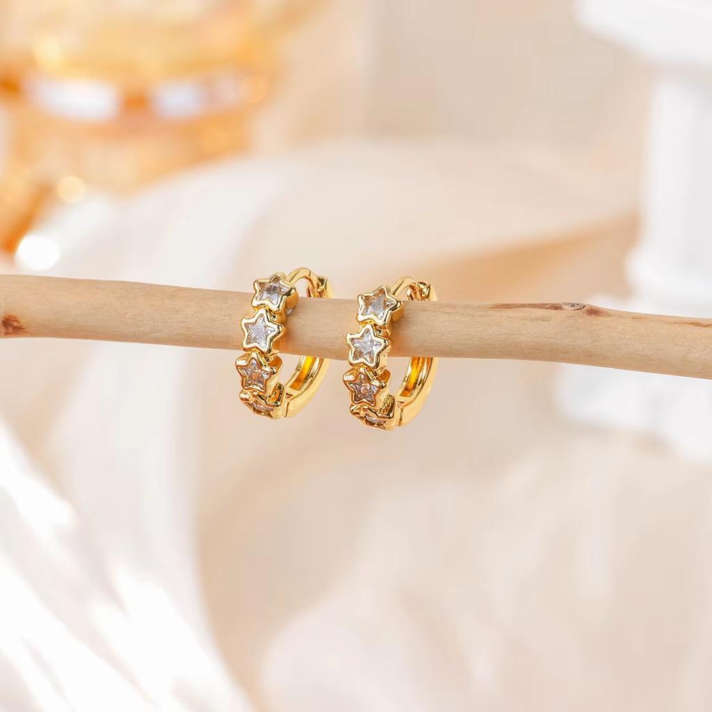 Stainless Steel Star Hoop Earrings For Women Men Gold Color Star Earrings Wedding Ear Buckle Jewelry Christmas Gift aretes