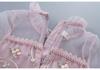 New Girls' Lace Mesh Embroidered Puff Sleeve Dress - Spring & Autumn, Korean Style