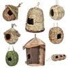 Handwoven Straw Birdhouse - Terrace Natural Nest Box with Straw Roof, Durable Indoor/Outdoor Birdcage, Suitable for Bird Lovers
