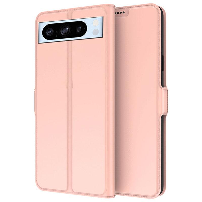 

For Google Pixel 8 Pro Card Holder Phone Case PU Leather+TPU Phone Stand Cover Rose Gold