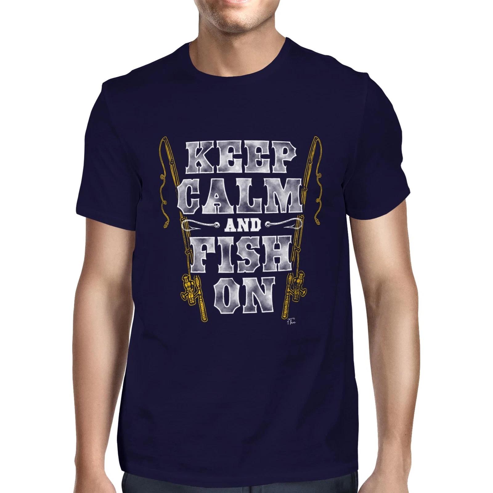 1Tee Mens Keep Calm And Fish On T-Shirt XL