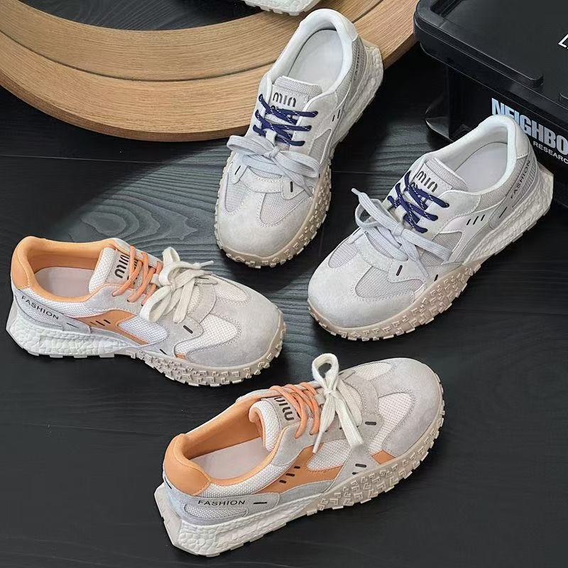 Retro Dad Shoes Leder Netzstoff Lässige Sneaker Neue Nische Plateau Forrest Gump Schuhe
