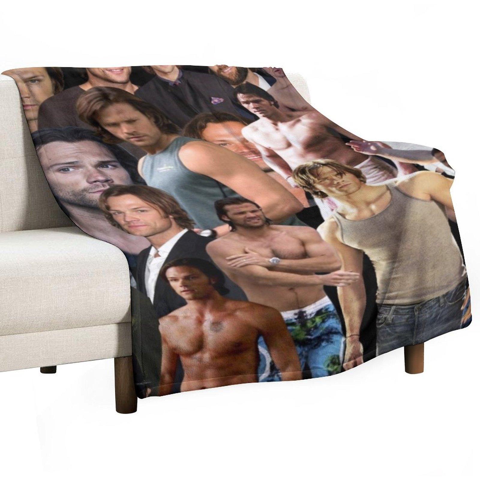 

jared padalecki photo collage Throw Blanket Sofa Quilt Travel Large warm winter Blankets 30x40in