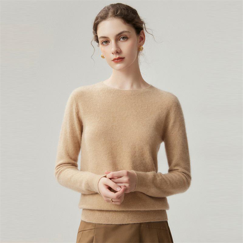 Women's Autumn/Winter Round Neck Pure Cashmere Knit Sweater
