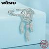WOSTU 925 Sterling Silver Dreamcatcher Open Ring With Nano Opal Stone For Women Wedding Lucky Gift Fine Jewelry Boho Style