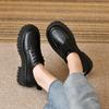 Winter Shoes Women Black Flats Autumn Oxfords All-Match Round Toe Loafers With Fur British Style Clogs Platform Casual Female Sn