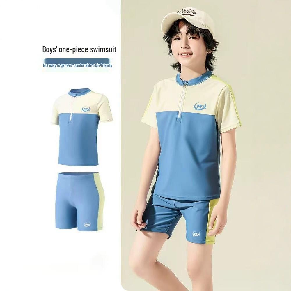 2026 Men s and Boys  Plus-Size Quick-Dry Swim Trunks & Top Set 140