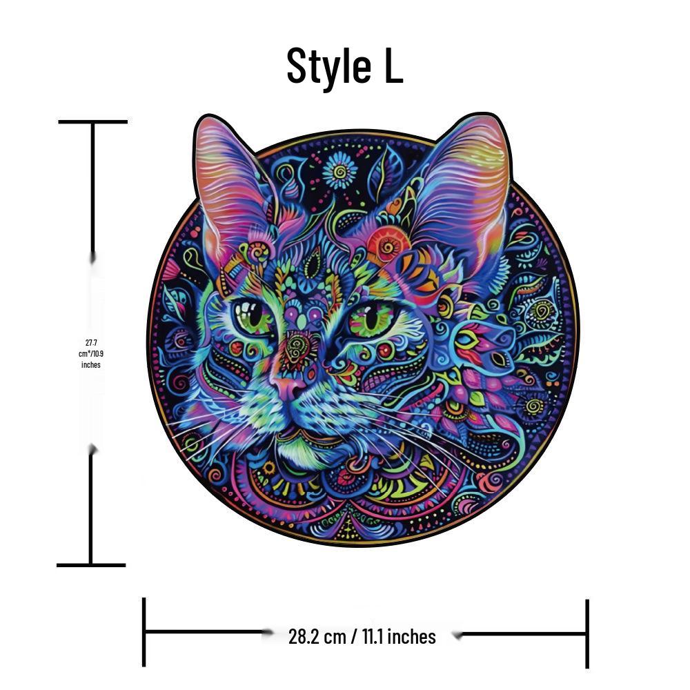 HOOLOOG Irregular Wooden Cat Jigsaw Puzzle - Educational Decorative Toy & Decompression Gift with Piggy Bank Feature