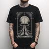 Praying Skull T-Shirt – Gothic Frame & Cross Graphic – Dark Faith Art Tee – Unisex Oversized Short Sleeve Top