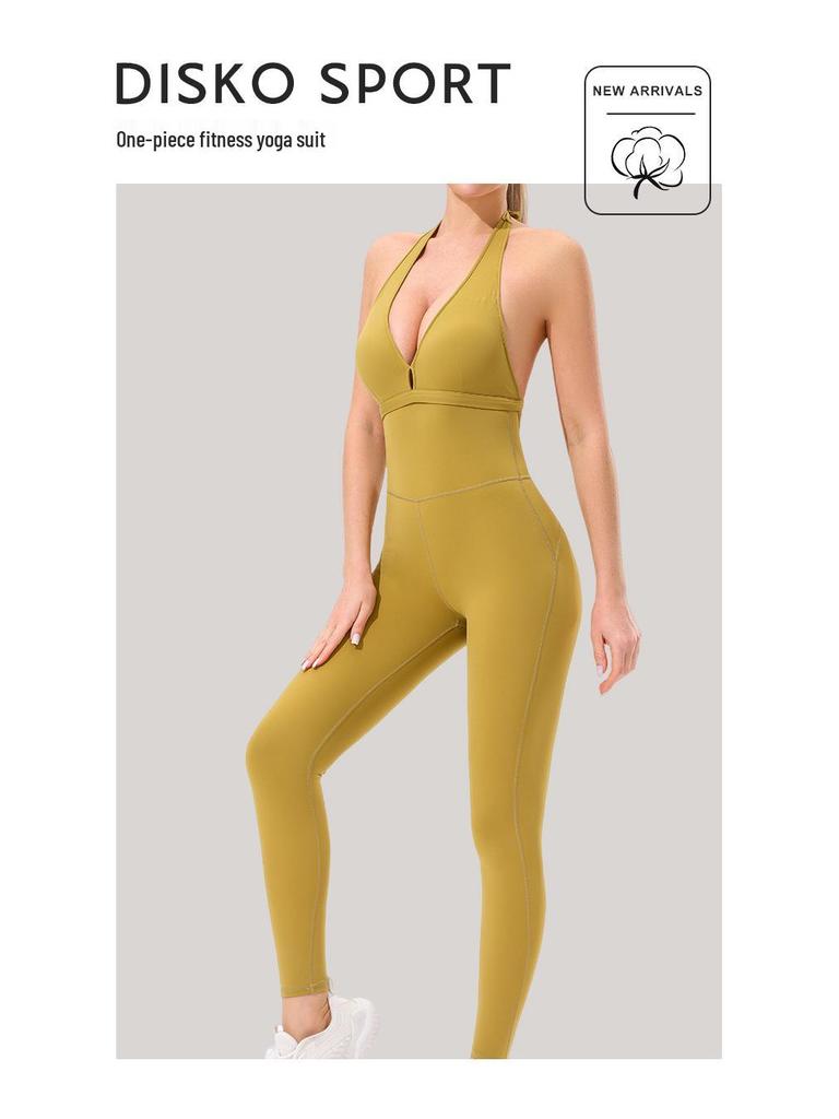 Women's High-End Summer One-Piece Yoga Suit Set: Stylish Fitness Wear with Beautiful Back Design