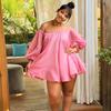 Plus Size Sexy One-Shoulder Puff Sleeve Dress - European & American Style Women's Fashion