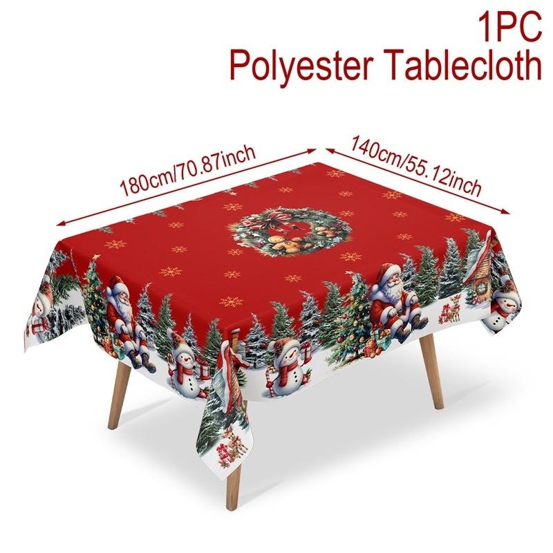 Vintage Christmas Tablecloth Santa Snowman Table Cover Christmas Decorations For Home 2025 Xmas Gifts Navidad Noel New Year 2026