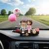Heartwarming Couple Themed Car Accessory Easy Installation Resin Auto Interior Decors Couple Themed Resin Car Ornament