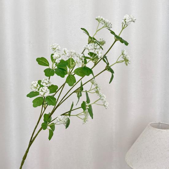 Artificial Flower Branch Realistic Stem And Green Fake Flower with Leaves for Floral