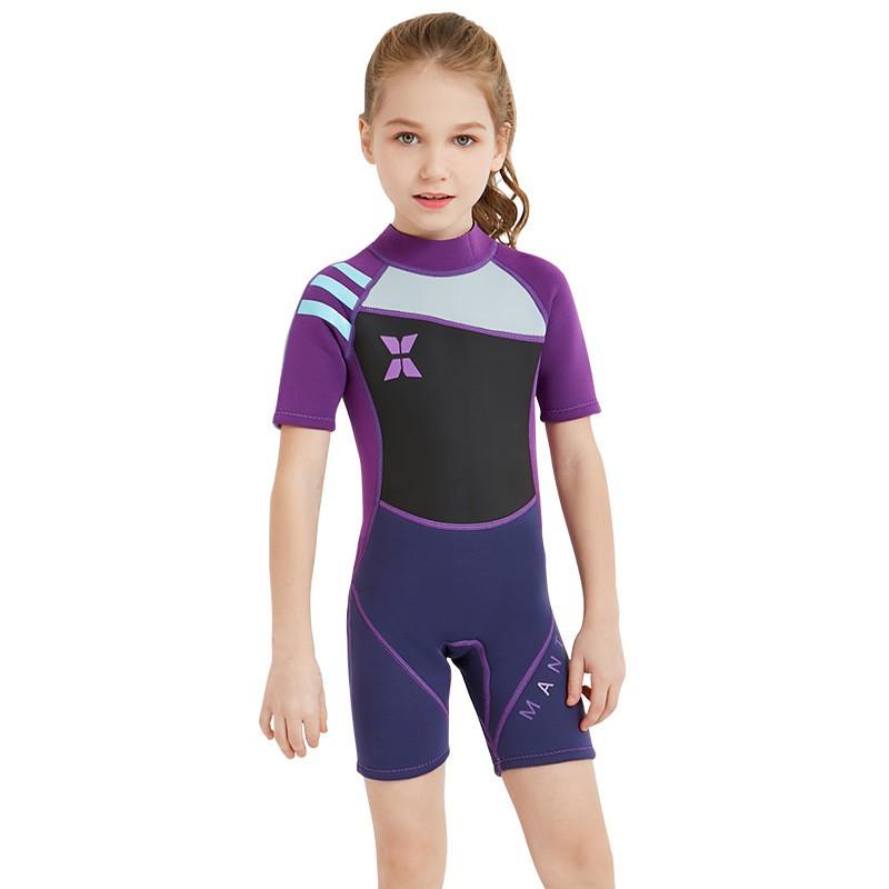 Traje de neopreno para niños de 2,5 mm, para snorkel, natación, surf, kayak, protección UV, traje completo cálido para niñas