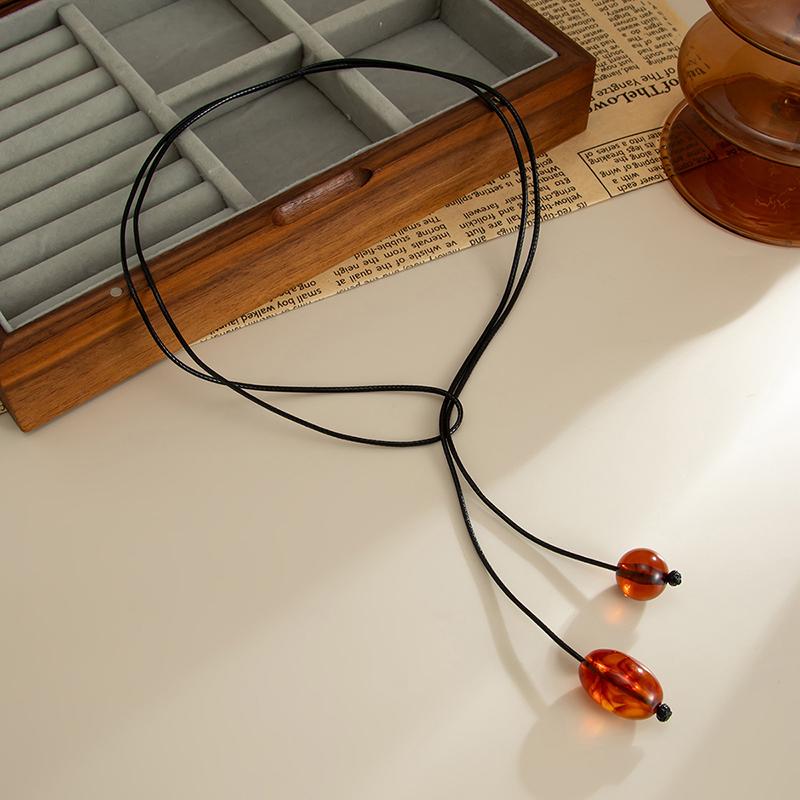 

Long Oval Pendant Necklace New Chinese Style Simple Vintage Zen Fashion Design Jewelry Accessory
