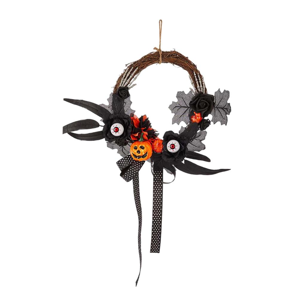 Halloween Wreath Garland Decorations, Porch Wreath Ornament Wall Hanging Creepy Wreath for Indoor Home Party Window Outdoor