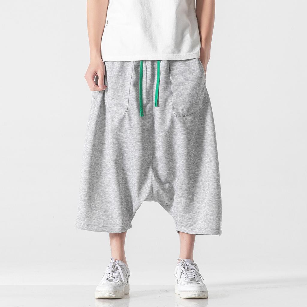 Pantaloni Larghi Harajuku a Gamba Larga Uomo Hip Hop Pantaloni Lunghi fino al Polpaccio Monocolore Uomo Jogging Streetwear Pantaloni Tuta Casual Uomo