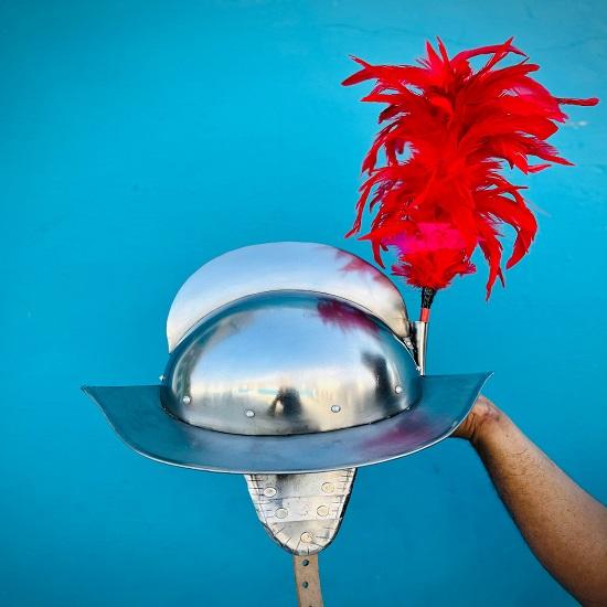 Morion Spanischer Helm, tragbarer Kostüm-Kesselhut-Helm, LARP-Kostüm-Kollektion, Halloween-Geschenk, Weihnachtsgeschenk, Geschenk für Ehemann