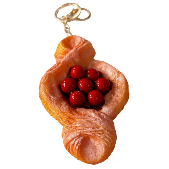 Simulated Food Squeeze Toy Keychain Stress Relief Bread Dessert Key Ring Backpack Hanging Decoration Bag Charm Purse Pendant