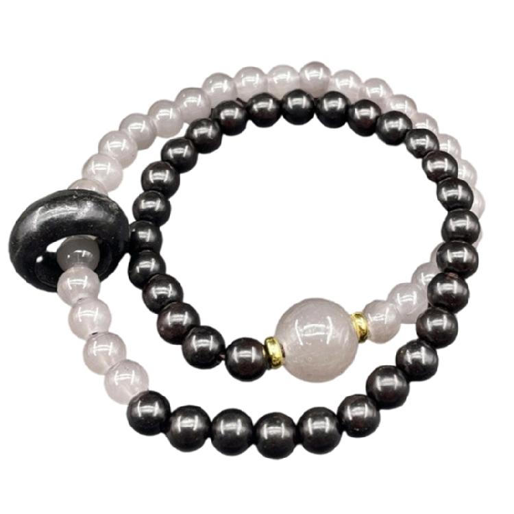 Polished Bead Double Strand Bracelet Stretchy Design Spiritual Jewelry Gift for Women Men