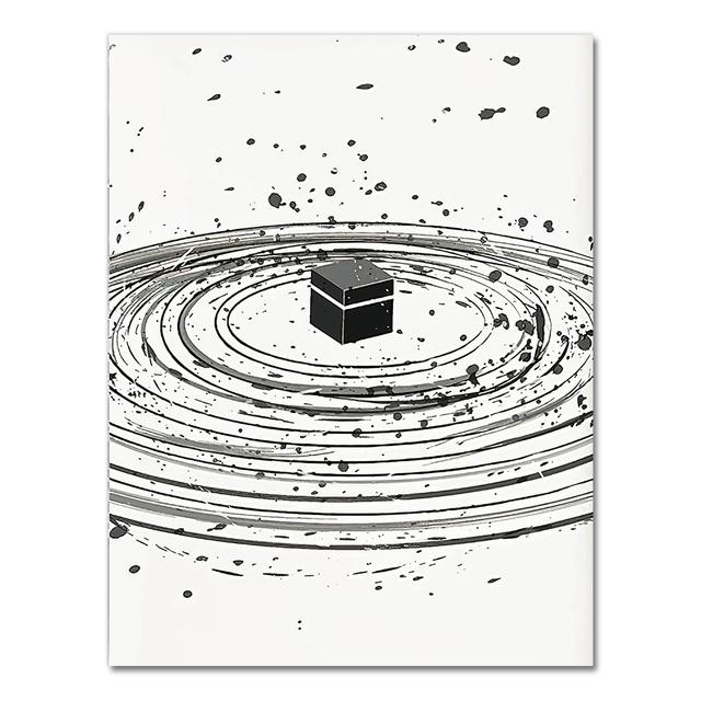 

Кабаха иллюстрация абстрактный принт исламская настенная живопись холст живопись мусульманский плакат черно-белая традиционная художественная картина домашний декор без рамки 21*30cm