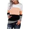  Winter Women's Long-Sleeved Striped  Stitching Sweatershirt Tops