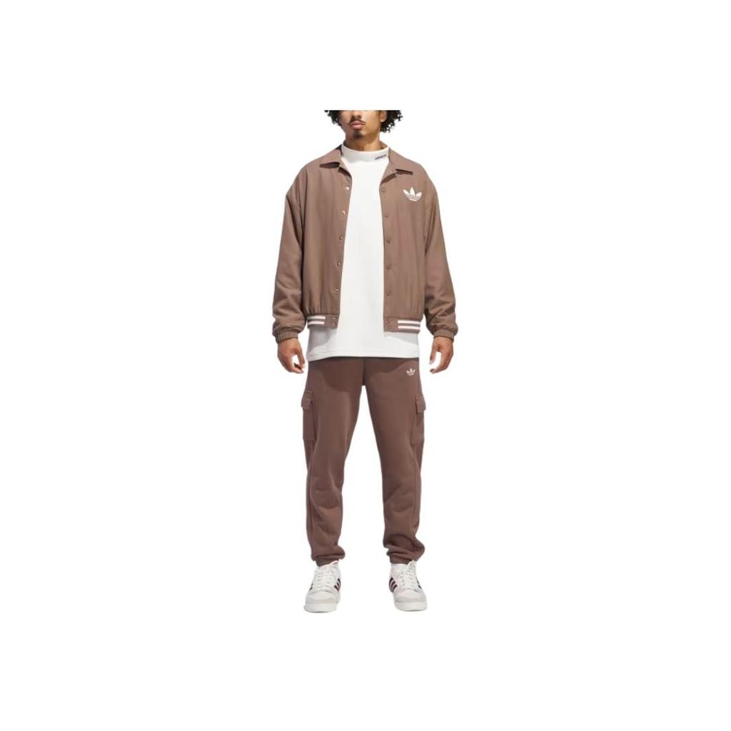adidas Originals Coach Jacket With Logo Single-Breasted Collar Outdoor Casual Sports Jacket Unisex Jacket Brown IY7371