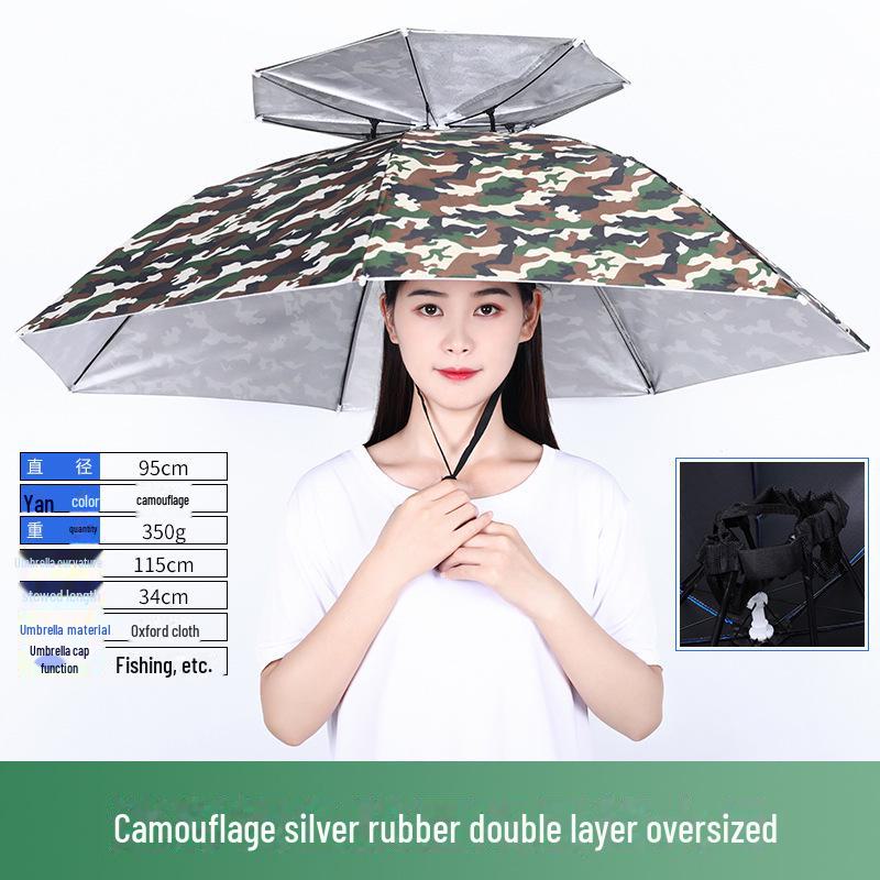 Large Folding Fishing Hat Umbrella for Adults & Kids – Unisex Outdoor Headwear with Prints