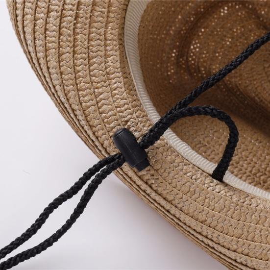 Chapeau de paille UPF 50+ Protection UV Solaire Bord court Chapeau de plage Taille ajustable Léger Respirant Été Chapeau adulte