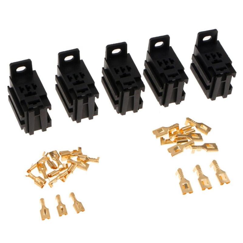 5 Sets/Lot Diy Accessories Car Relay Connector Socket Without Wire With Terminal Modified Nylon Flame Retardant