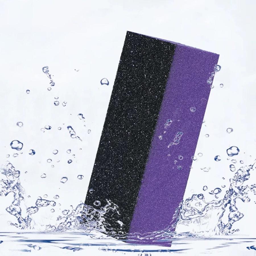 2pcs Buffer Block Sponge Sandpaper Nail File 60/80 Grit 3-Sided Manicure Tools (Purple & Black)