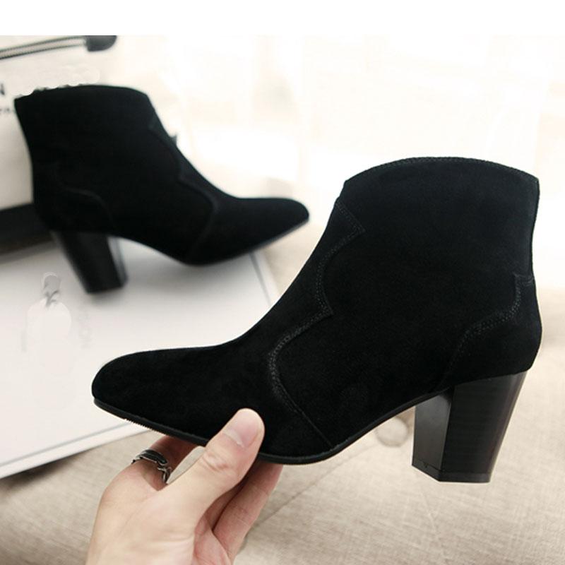 8.Women's High Heel Short Boots Fashion Suede Autumn/Winter New Thick Heel Large Size Women's Boots