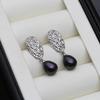 New Real Pearl 925 Sterling Silver Drop Earrings For Women Fashion Zircon Dangle earrings Natural Freshwater Pearl Jewelry Hot