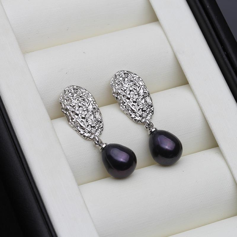 New Real Pearl 925 Sterling Silver Drop Earrings For Women Fashion Zircon Dangle earrings Natural Freshwater Pearl Jewelry Hot