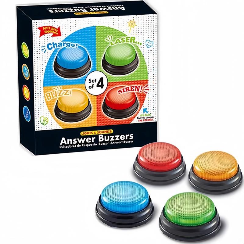 

Quiz Buzzer Set For Classroom Electronic Game Show Buzzer 4 Player Trivia Response System Led Quick Answer Button Kit
