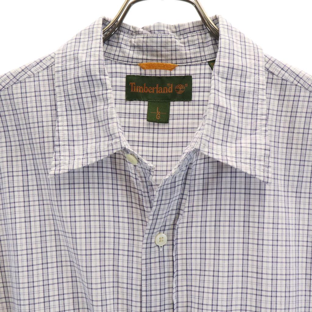 Timberland Check Pattern Short sleeve Cotton shirt L white Men's Used