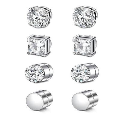 316 Stainless Steel Magnetic Zircon Cartilage Stud Earrings - No Piercing Needed