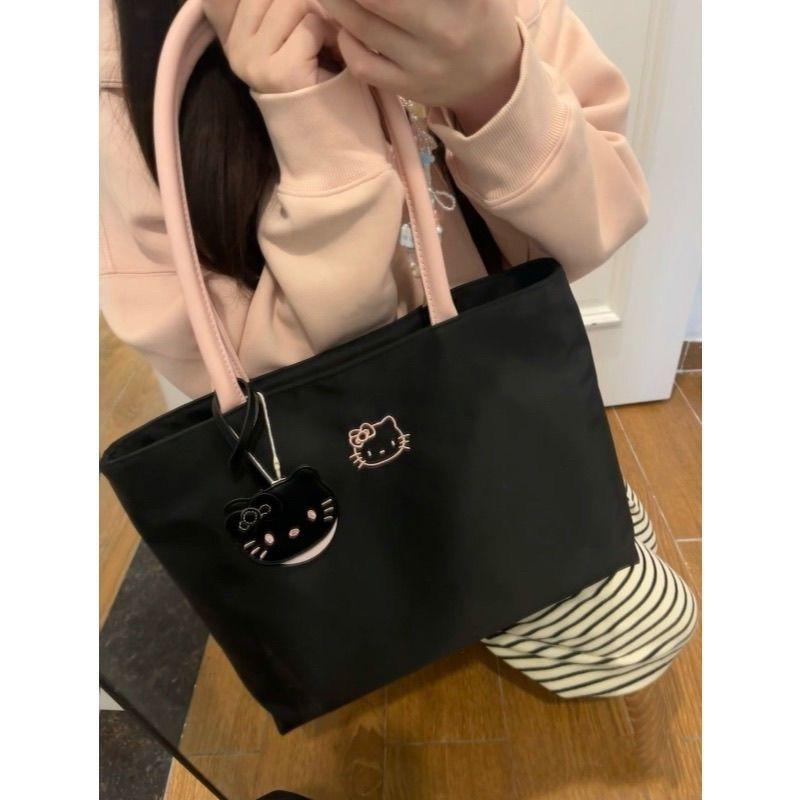 Hello Kitty Embroidery Armpit Bag, Chic Versatile Single Shoulder Handbag, Large Capacity Commuter Tote Purse CLE