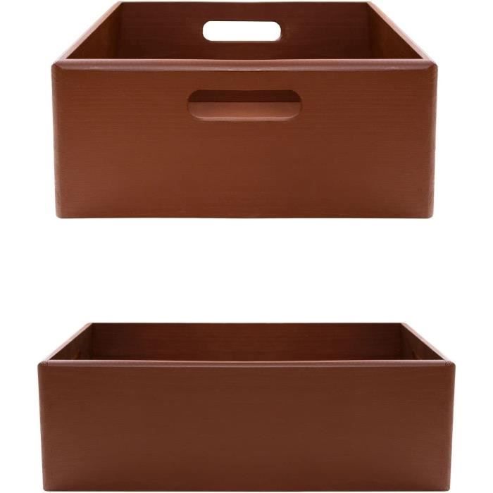 Caisse de Rangement en Bois Marrone - Creative Deco - 40 x 30 x 13 cm