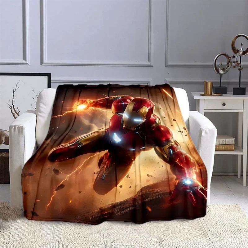 Iron Man Printed Blanket Children Adult Blanket Soft and Warm Bedding for Bed Sofa Outdoor Travel Cover Blanket