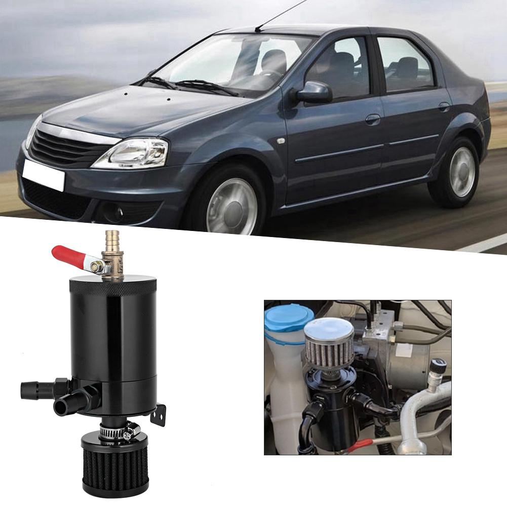 Universal Aluminum Alloy Oil Tank Reservoir Catch Can with 2 Port Accessory Kit