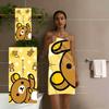 R-Rilakkuma Yellow Polka Dot Beach Towel, Cute Cartoon Bear Quick Dry Towel, for Swimming Pool, Travel, Camping and Daily Use