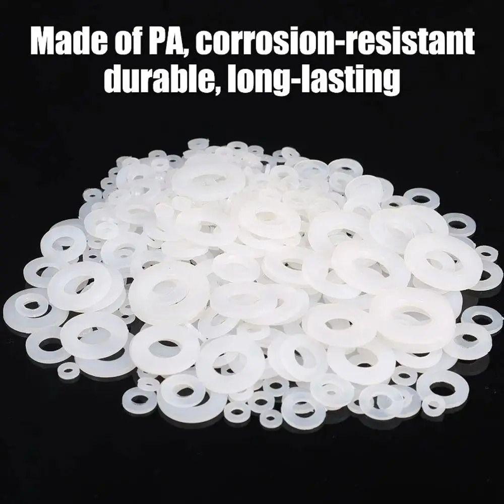 500Pcs New Seals O Ring Assortment Kit Nylon Washer Flat 8 Sizes Plane Spacer Black White M2-M10 Insulation Gasket Ring