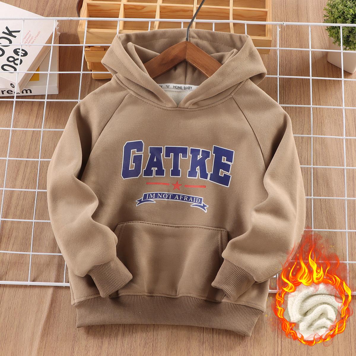 

Детский бархатный худи с капюшоном, с принтом букв, повседневный, теплый, осенне-зимний, детская одежда 120