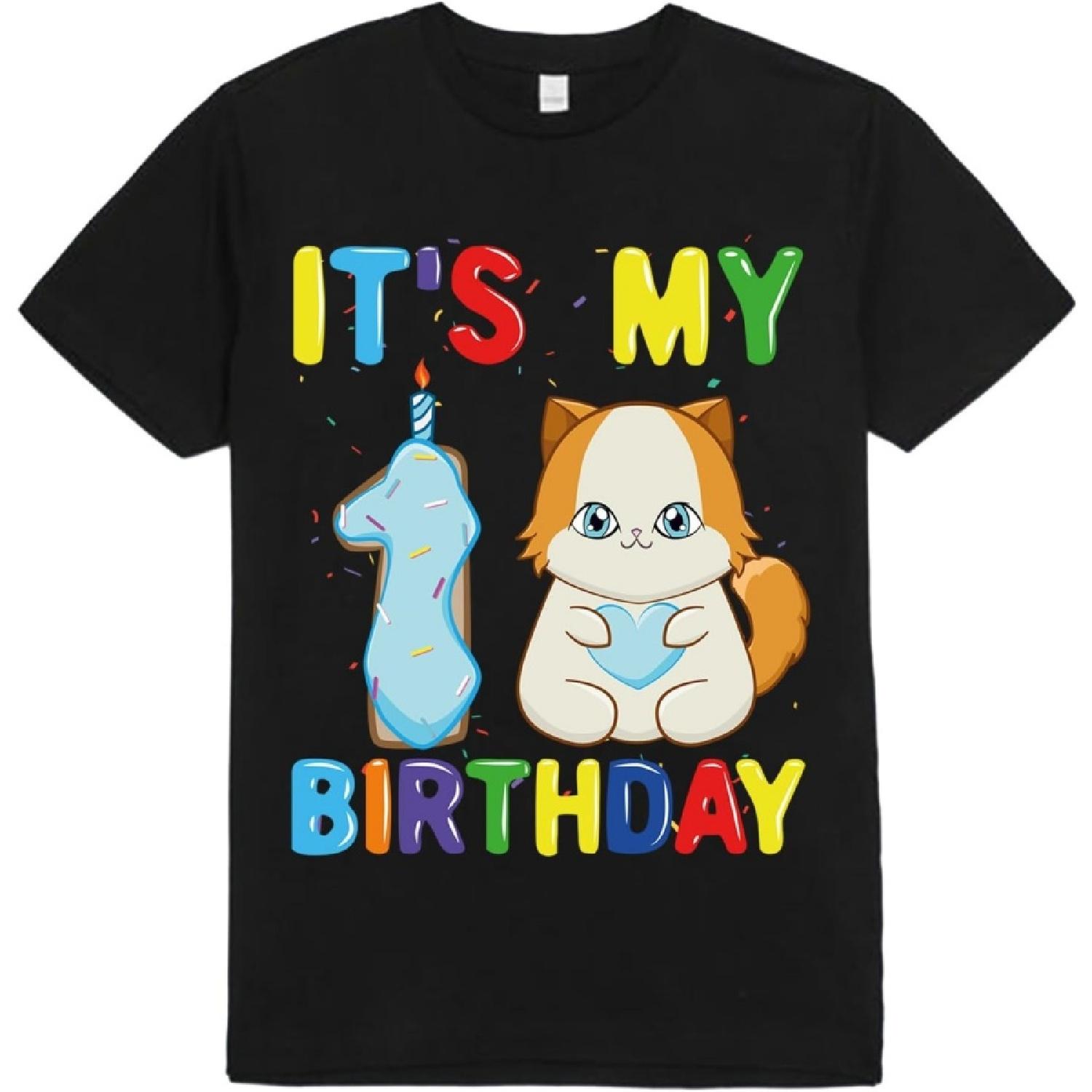 It s My 1st Birthday Boy 1 Year Old Ragdoll Cat T-Shirt Bodysuit Short Sleeve Long Sleeve for Kids Toddler Boys Girls 3 S