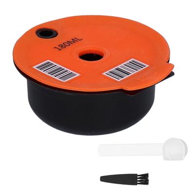 Wielorazowa Kapsułka do Kawy Kubek-Filtr do Kawy ze Szczoteczką Łyżeczką Akcesoria do Domu Biura Kawiarni Pomarańczowy 180ML